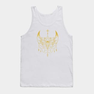 Crescent moon; moon; flowers; universe; pretty; metallic gold; lotus; spiritual; free spirit; beautiful; women; female; feminine; cosmos; wild; free; spirited; goddess; queen; women; hippie; Tank Top